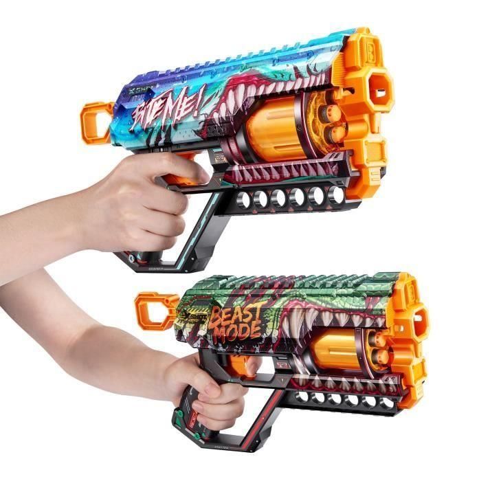 Pack Blasters - ZURU - XSHOT Skins Griefer 2PK - Blasters de cañón giratorio con tiro de 27 metros y 24 dardos incluidos 2 Pack Blasters - ZURU - XSHOT Skins Griefer 2PK - Blasters de cañón giratorio con tiro de 27 metros y 24 dardos incluidos 2