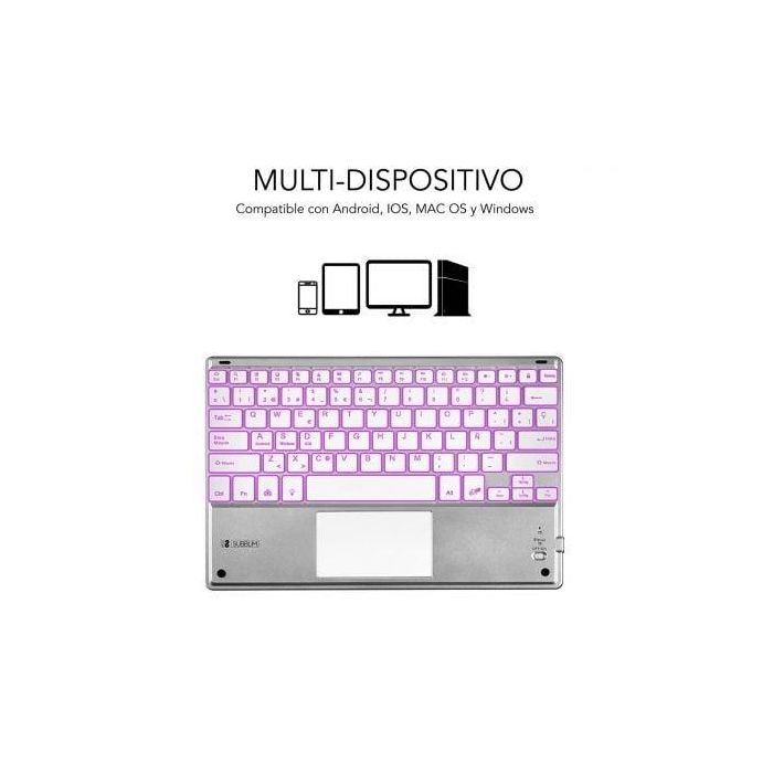 SUBBLIM Teclado Smart Backlit BT Keyboard Touchpad Silver 1