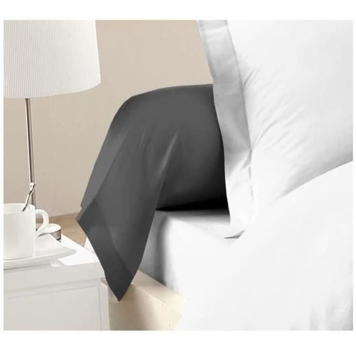 LOVELY HOME Lote de 2 fundas de almohada 100% algodón 85x185 cm gris oscuro 1 LOVELY HOME Lote de 2 fundas de almohada 100% algodón 85x185 cm gris oscuro 1