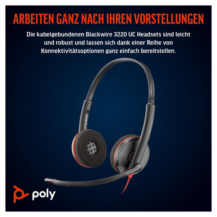Poly Blackwire 3220 Auriculares Estéreo USB-C Cableado Negro para Ordenador y Móviles 4