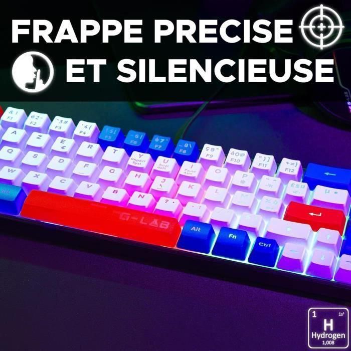 Teclado gaming - THE G-LAB - KEYZ-HYDRO-BWR/FR - 60% membrana 3 colores de teclas Azul-Blanco-Rojo 2 Teclado gaming - THE G-LAB - KEYZ-HYDRO-BWR/FR - 60% membrana 3 colores de teclas Azul-Blanco-Rojo 2