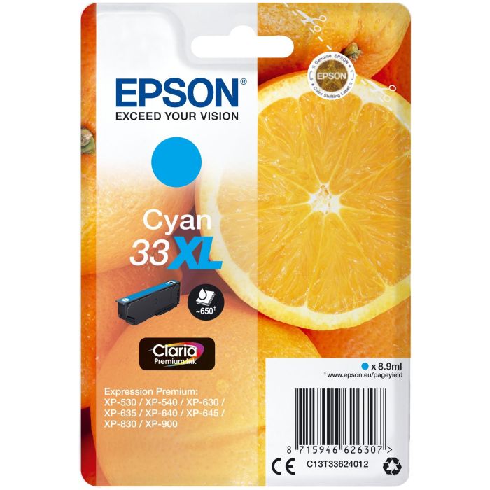Epson T336240 XL Cartucho de Tinta Cian para XP350, XP630, XP635, XP830