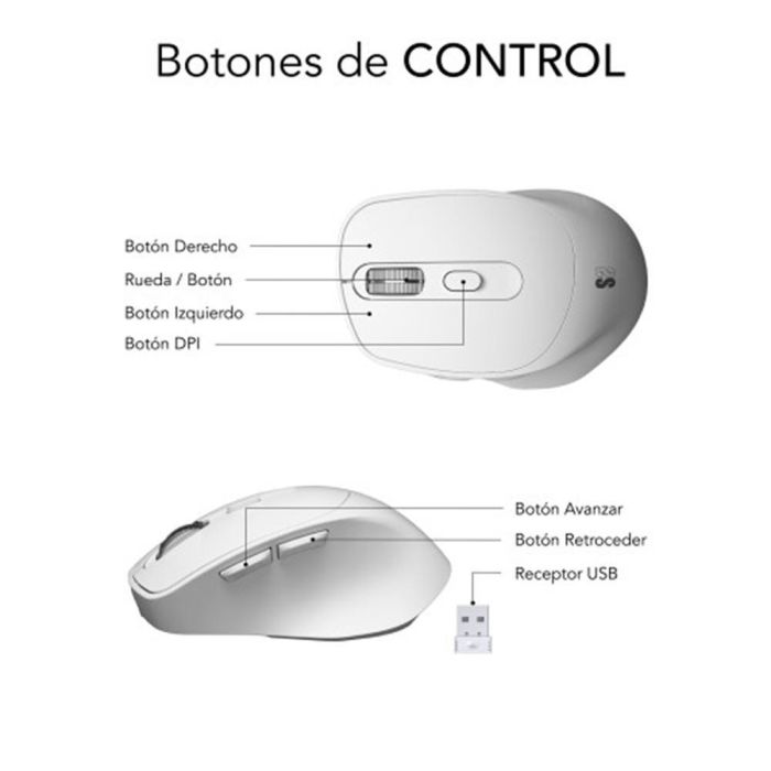 SUBBLIM COMFORT ERGO DUAL MOUSE BATTERY WHITE 1