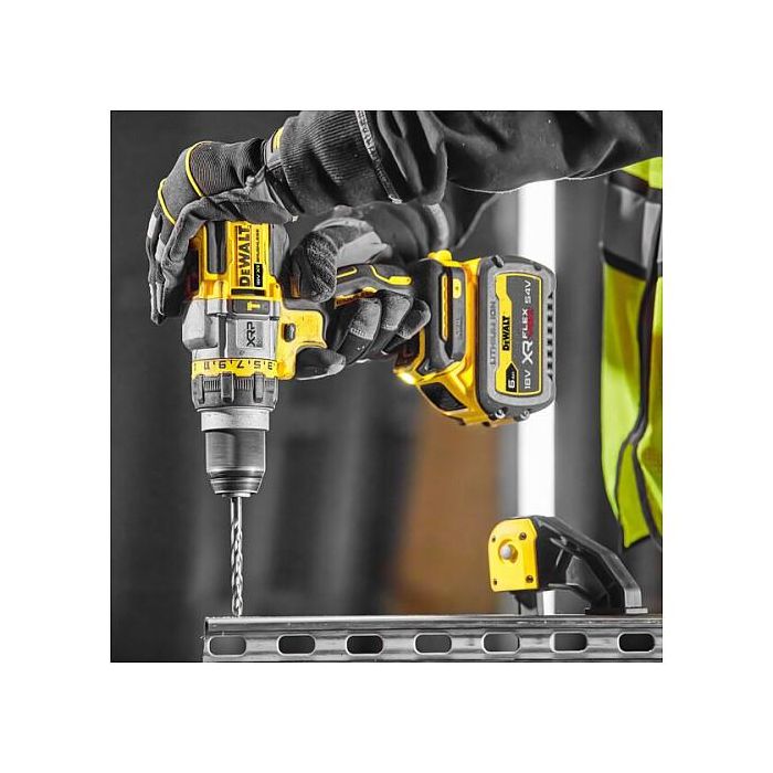 DeWALT DCD999NT-XJ Taladro de Pistola con Percusión 18V, 2250 RPM, Máx. 55mm Madera/13mm Piedra, Par 126Nm, Incluye Funda y Empuñadura Adicional, Negro/Plata/Amarillo 8