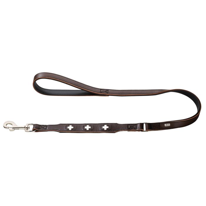 Hunter Swiss Correa para Perro de Cuero con Napa Suave, 100cm x 1.8cm, Marrón-Negro