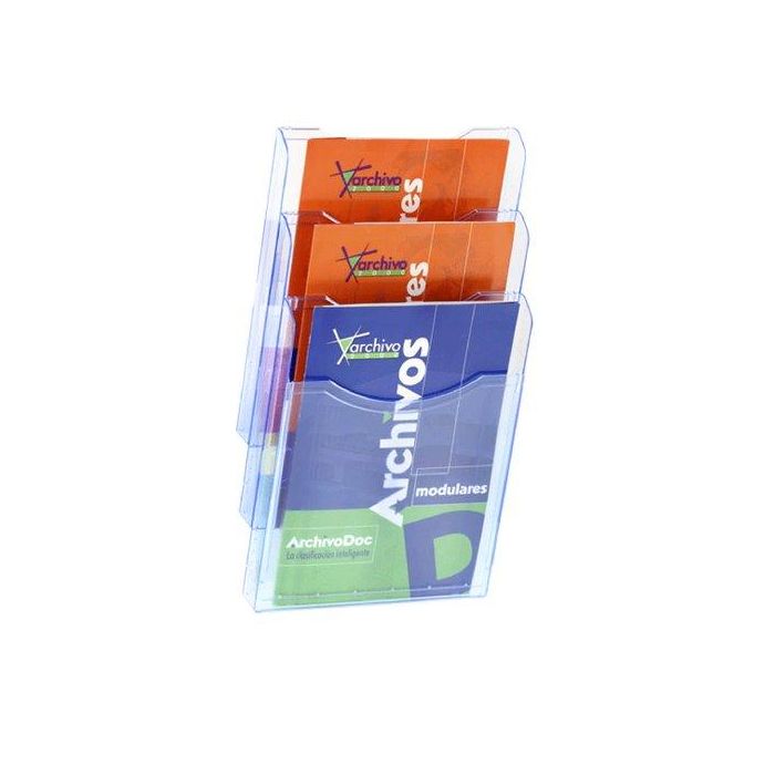 Soporte Mural De 3 Bandejas A4 Archiplay Azul Transp.