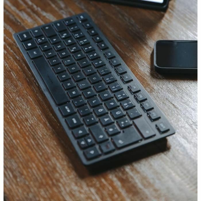 Cherry KW 9200 MINI Teclado Compacto Inalambrico 2.4GHz, Bluetooth 5.0 y con Cable Recargable Negro