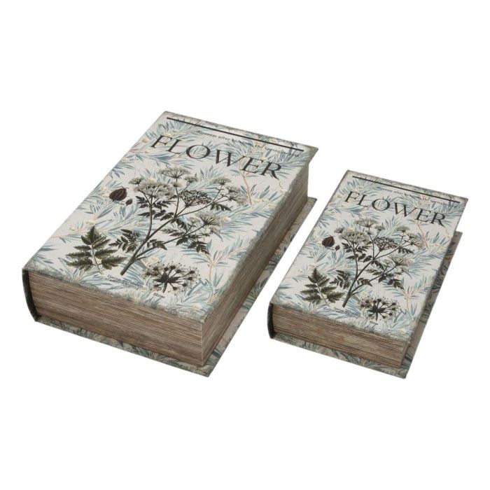 Caja Decorativa Versa Lienzo Madera MDF Flores Libro 1 Caja Decorativa Versa Lienzo Madera MDF Flores Libro 1