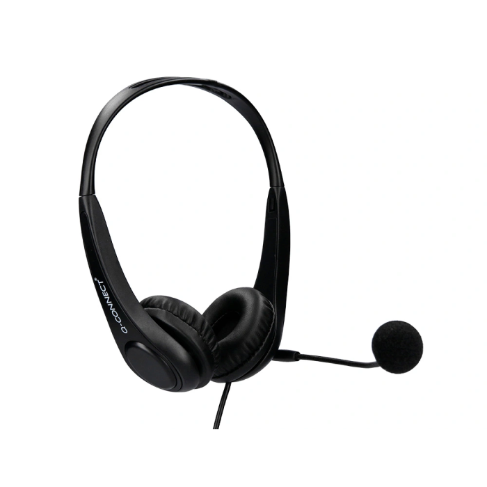 Q-connect Auricular Binaural Diadema con Micrófono USB y Control de Volumen, Cable 2m, Color Negro 5