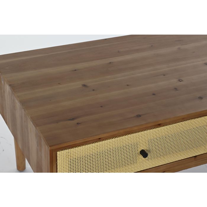 DKD Home Decor Mesa Centro Balines Marron Madera de Abeto y Ratan 106 x 55 x 46 cm 2