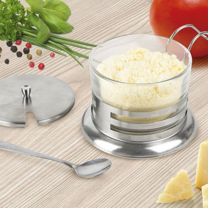 Home Deco Factory Quesera Con Cuchara Parmesano De Vidrio Y Acero Inoxidable Con Tapa 200ml 3