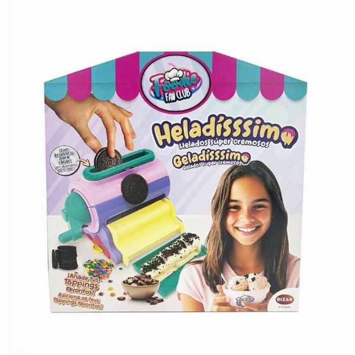 Juego heladississimo personaliza helados. incluye tarrina, cuchara y libro de recetas