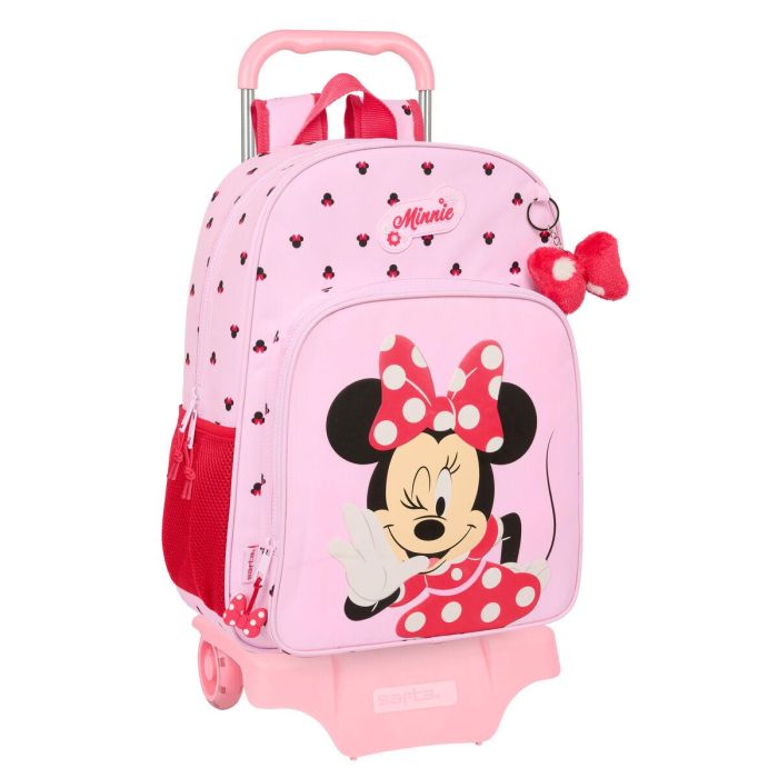 Mochila Escolar con Ruedas Minnie Mouse Naive Rosa 33 x 42 x 14 cm