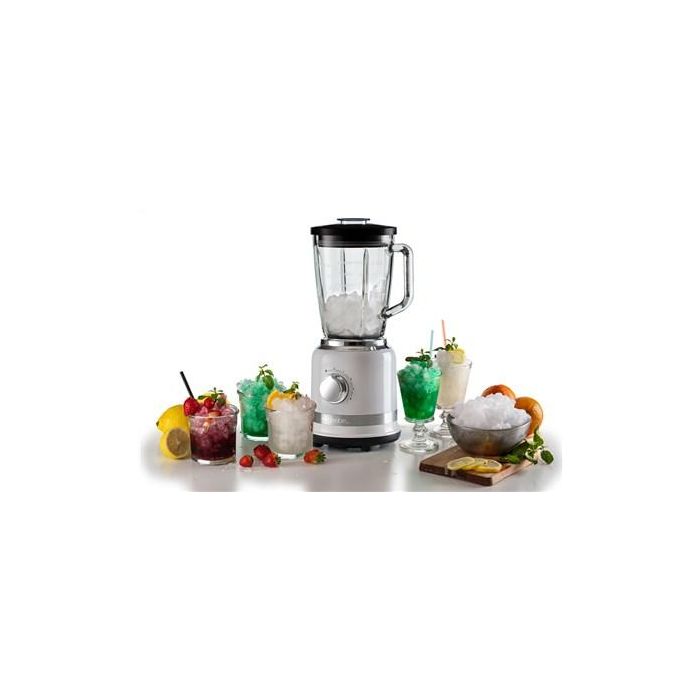 Ariete Batidora de Vaso Moderna Blanca con Vaso de Vidrio, 4 Cuchillas de Acero Inoxidable y 4 Velocidades 3 Ariete Batidora de Vaso Moderna Blanca con Vaso de Vidrio, 4 Cuchillas de Acero Inoxidable y 4 Velocidades 3