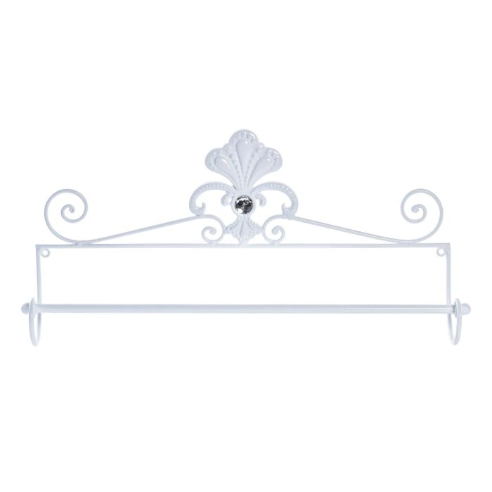 DKD Home Decor Toallero Shabby de Metal Blanco 51 cm Ancho x 25 cm Alto x 9 cm Largo - Pack de 4