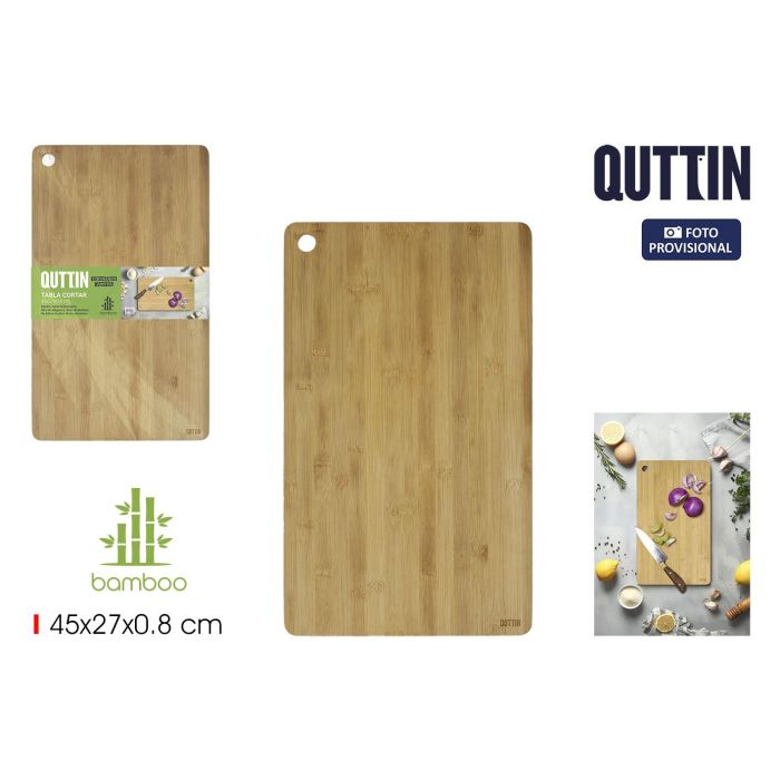 Quttin Tabla para Cortar Bambú, Grande 45 x 27 x 0.8 cm - Accesorio de Cocina Resistente y Duradero (12 Unidades)