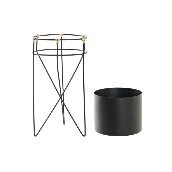 DKD Home Decor Macetero Colonial de Metal Negro y Dorado, Medidas 17x17x35 cm (Ancho x Fondo x Alto), Lote de 4 Unidades 1 DKD Home Decor Macetero Colonial de Metal Negro y Dorado, Medidas 17x17x35 cm (Ancho x Fondo x Alto), Lote de 4 Unidades 1