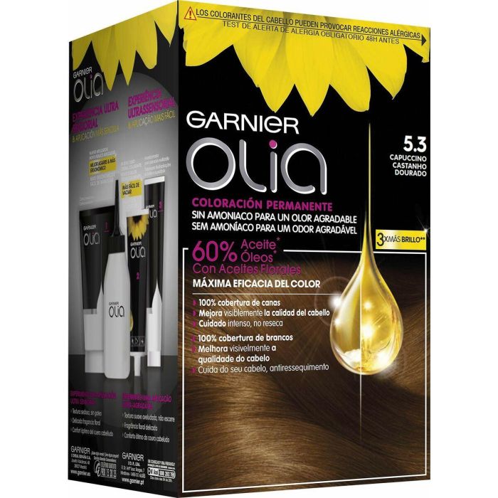 Garnier Olia Coloración Permanente #5,3 Capuccino Lote 4 pz 2 Garnier Olia Coloración Permanente #5,3 Capuccino Lote 4 pz 2