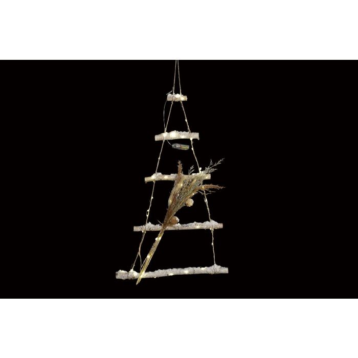 DKD Home Decor Decoración Colgante Navidad Alpina de Árbol con Luz LED, Flores Secas y Alimentación a Pilas AA - Marrón 93 cm 3