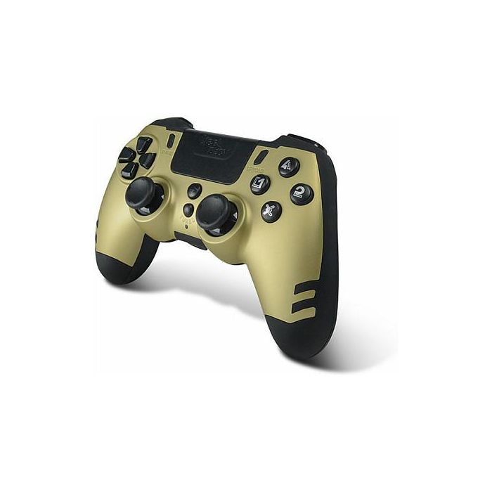 Nacon Steelplay Slim Pack - Mando Inalámbrico RF para PC y PlayStation 4, con Vibración, Superficie Táctil y Botones Programables - Color Oro 3