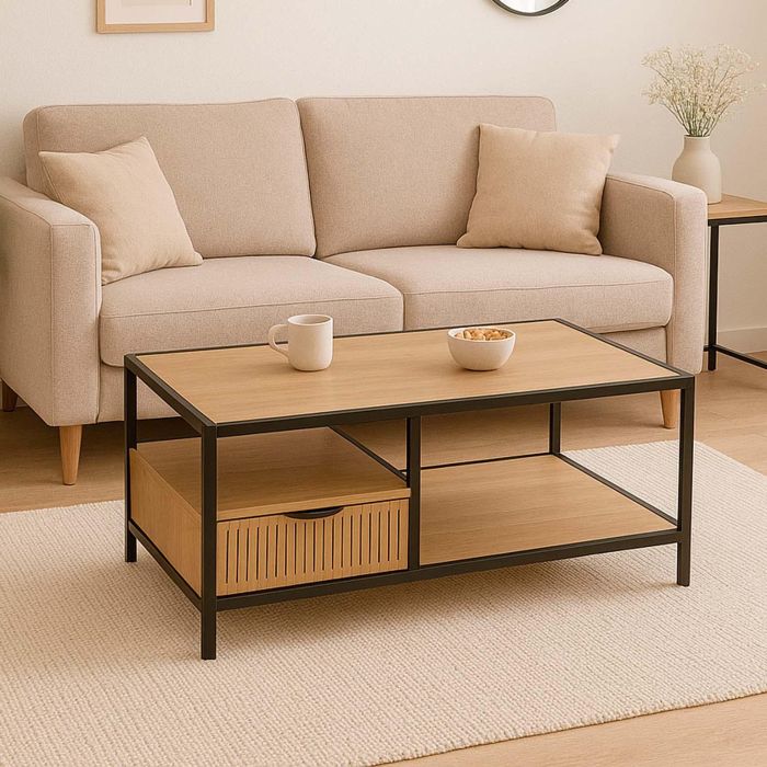 Versa Mesa Auxiliar de Café Nashville, Madera MDF y Metal, 50x35x100 cm 1 Versa Mesa Auxiliar de Café Nashville, Madera MDF y Metal, 50x35x100 cm 1