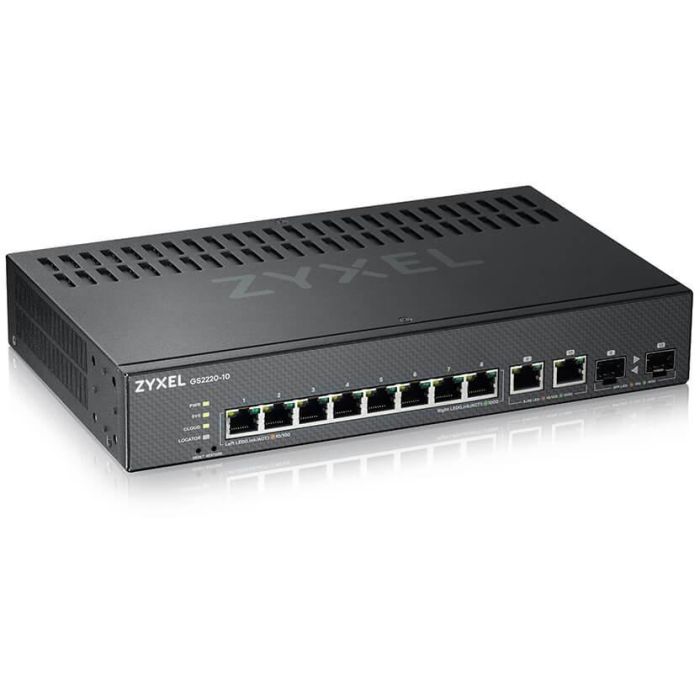 Zyxel GS2220-10-EU0101F Switch Gestionado L2, 10 Puertos Gigabit Ethernet, 20 Gbit/s, Sin Ventilador, Montaje en Rack, Negro 0 Zyxel GS2220-10-EU0101F Switch Gestionado L2, 10 Puertos Gigabit Ethernet, 20 Gbit/s, Sin Ventilador, Montaje en Rack, Negro 0