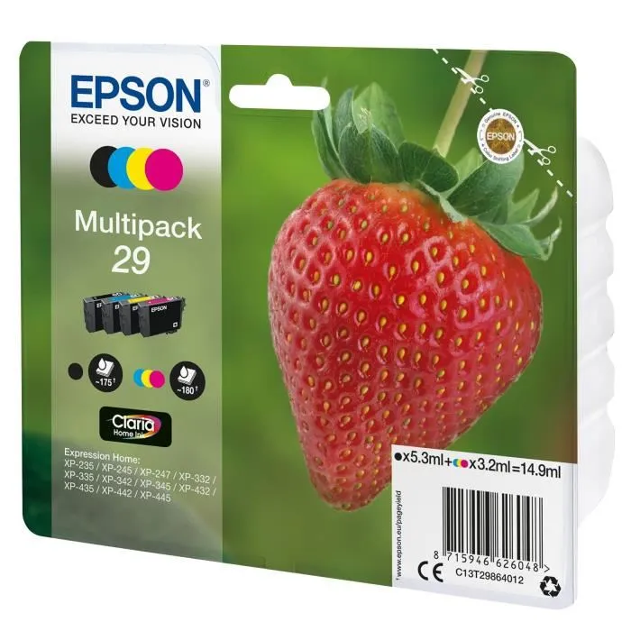 Epson Multipack Strawberry Cartridge Negro, Cian, Magenta, Amarillo 2 Epson Multipack Strawberry Cartridge Negro, Cian, Magenta, Amarillo 2