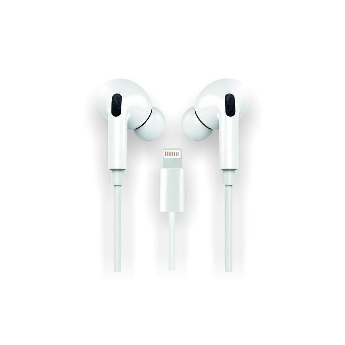 Tech One Tech Auriculares Eartech Hop Blancos, Lightning, Compatibles con Apple, Estéreo con Micrófono, Control de Volumen, 1.2m