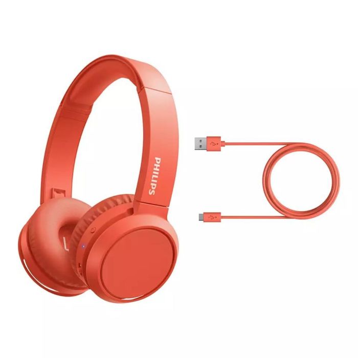 Philips TAH4205RD/00 Auriculares Inalámbricos Bluetooth con Micrófono, Graves Potentes, 29 Horas de Reproducción, Rojos 1