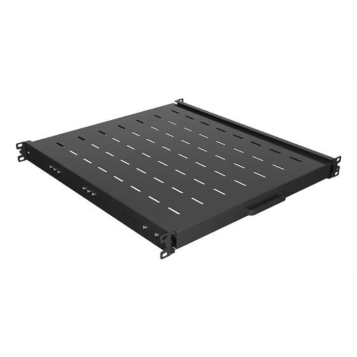 Lanberg AK-1021-B Estantería extraíble Rack 19" 1U para accesorios, soporta hasta 35kg y gestión de cables