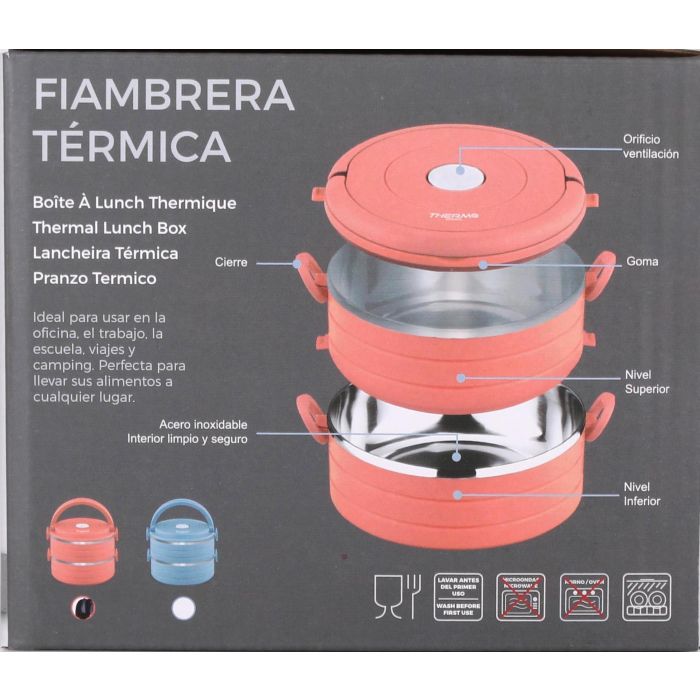 Thermosport Fiambrera Plástico-Acero 0.6L | Set de 2 | 15.7 cm (Ancho) x 13 cm (Alto) x 15.3 cm (Largo) (6 Unidades)