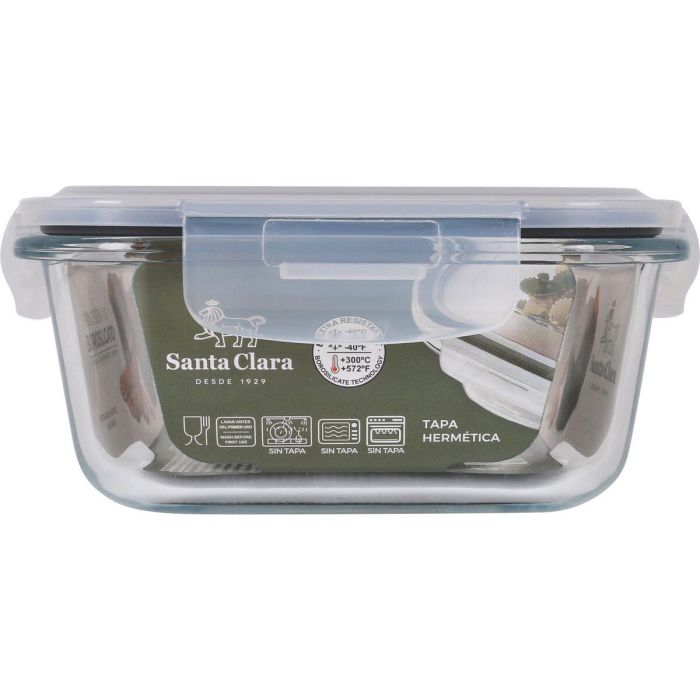 Fiambrera Hermética Santa Clara Transparente Rectangular 1L (6 Unidades) 2 Fiambrera Hermética Santa Clara Transparente Rectangular 1L (6 Unidades) 2