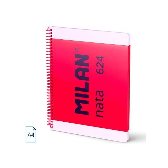Milan Cuaderno Espiral A4 80H 95 gr 5x5 mm Tapa Dura Colección Nata® 624 Since 1918 Rosa