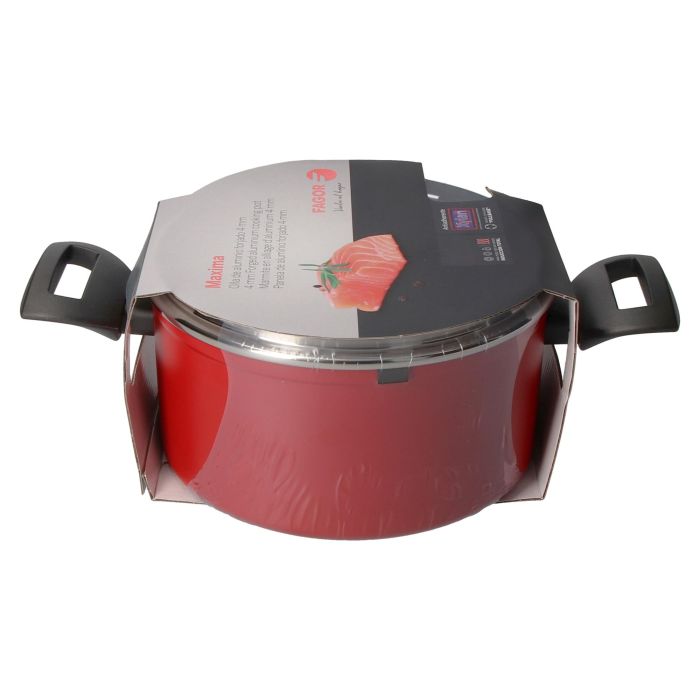 Fagor Olla Roja Ø20x10cm Aluminio Forjado Antiadherente con Tapa Vidrio Termoresistente 2