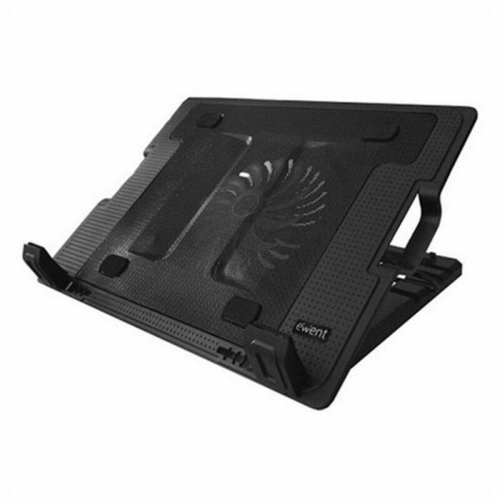 Ewent Soporte Base Refrigeración para Ordenador Portátil hasta 17", Ventilador Silencioso 125mm, 5 Ángulos Ajustables, 2 Puertos USB 4
