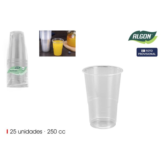 Inde Set de 25 Vasos Transparentes de 250 cc (24 Unidades)