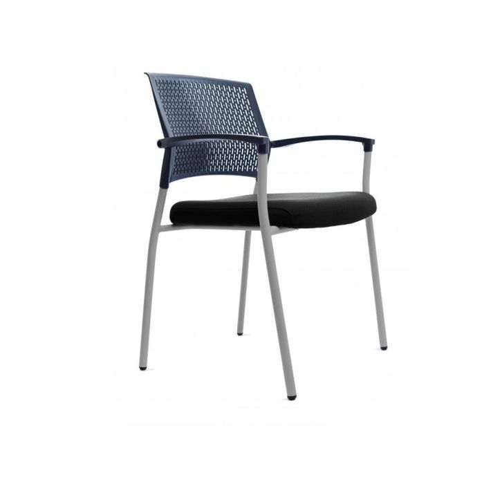 Silla Rocada Confidente Brazos Fijos Estructura Metalica Asiento Tela Ignifuga Negro Respaldo Malla