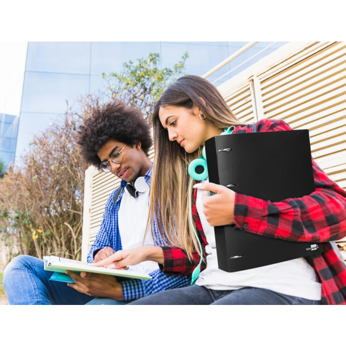 Liderpapel Carpeta 4 Anillas 40 mm Mixtas Polipropileno DIN A4 Negro Opaco 10