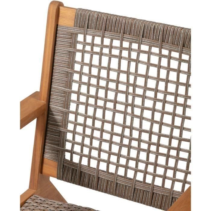 Sillón de jardín bajo en madera de acacia FSC y resina de mimbre - BORA - An. 60 x Pr. 76 x Al. 73 cm 4 Sillón de jardín bajo en madera de acacia FSC y resina de mimbre - BORA - An. 60 x Pr. 76 x Al. 73 cm 4