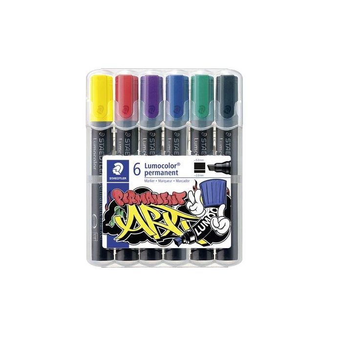 Rotulador Permanente Staedtler 350 Lumocolor Art Biselado (2-5 Mm Punta Biselada) Surtido Estuche De 6