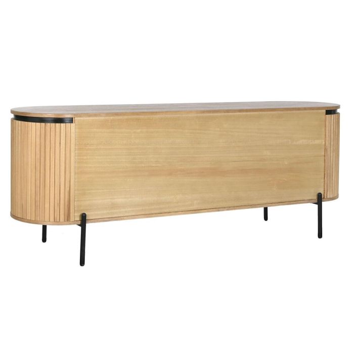 DKD Home Decor Buffet Balines 3 Puertas 1 Estantería Desmontable Mueble Madera Paulownia y Metal Natural Negro 170 cm Ancho x 40 cm Fondo x 80 cm Alto 1