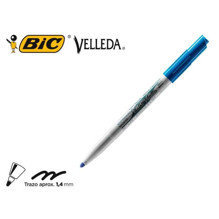 Rotulador Bic Velleda Para Pizarra Azul Punta Redonda 1,4 mm 12 unidades 4