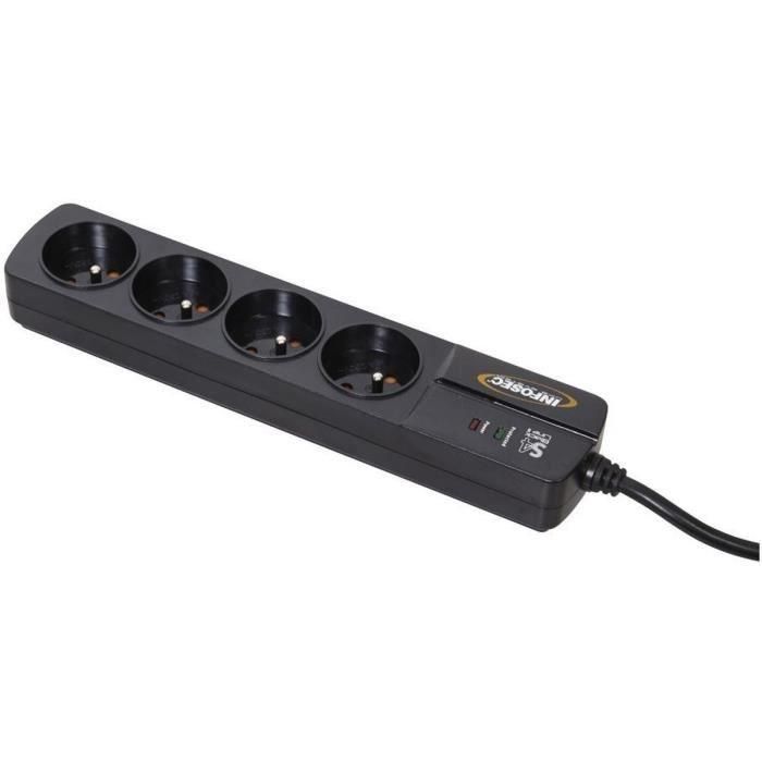 Infosec - S4 Black Line II - ParasurTenseur 4 toma FR - 2 años Garantía 1 Infosec - S4 Black Line II - ParasurTenseur 4 toma FR - 2 años Garantía 1