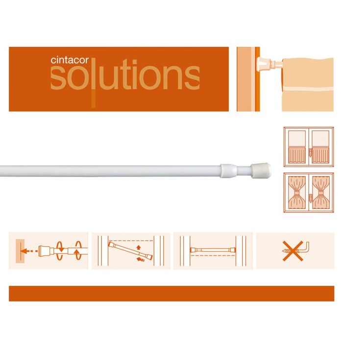 Cintacor Portavisillo rosca 8mm extensible 40-65cm blanco, 2 unidades, fijación a presión, sin tornillos 1 Cintacor Portavisillo rosca 8mm extensible 40-65cm blanco, 2 unidades, fijación a presión, sin tornillos 1