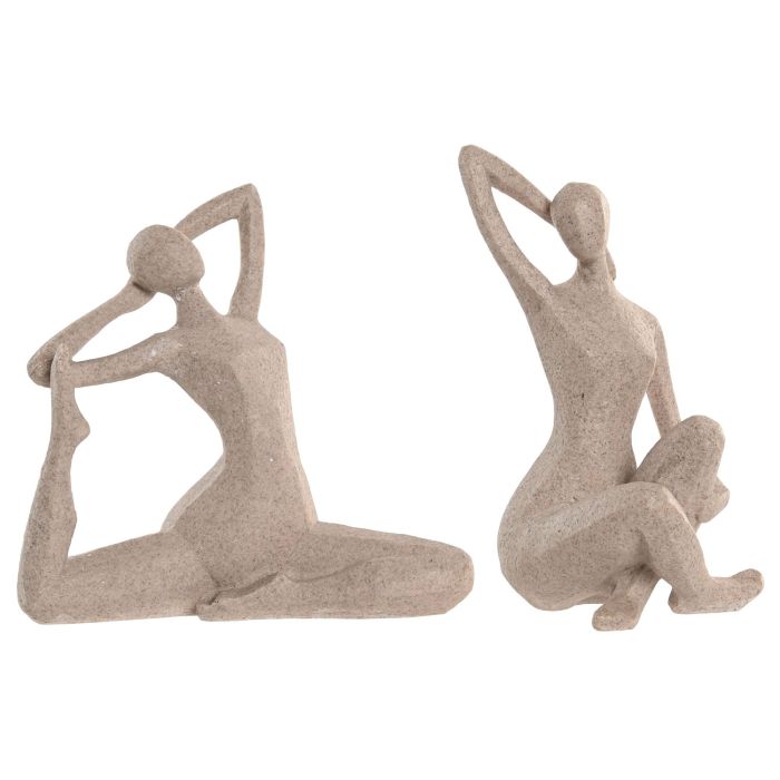 DKD Home Decor Figura Mujer Beige Resina 4 Unidades 7.5 x 16.5 x 17.5 cm