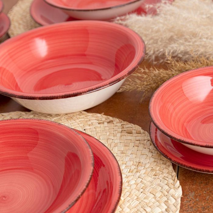 Quid Bol Cerámico Coral Vita Rojo 18 cm (6 Unidades) Apilable, Apto Lavavajillas y Microondas, Diseño Pintado a Mano 3 Quid Bol Cerámico Coral Vita Rojo 18 cm (6 Unidades) Apilable, Apto Lavavajillas y Microondas, Diseño Pintado a Mano 3