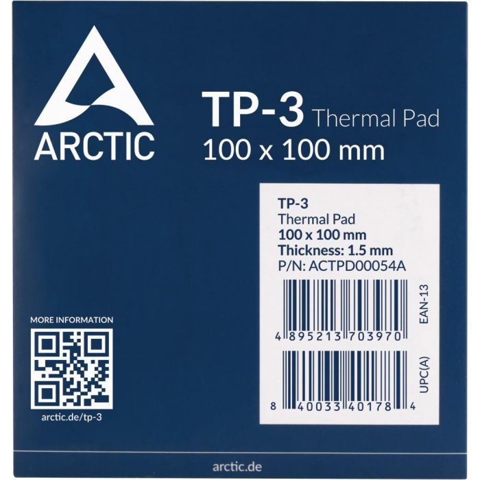 ARCTIC TP-3 Thermal Pad Azul 100x100mm 1.5mm - Parche Térmico Disipador de Calor (1 unidad) 3