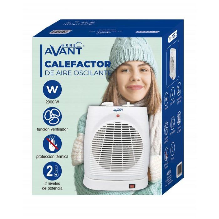 AVANT Calefactor de Aire Portátil Oscilante 2000W - Calefacción Rápida y Silenciosa para el Hogar