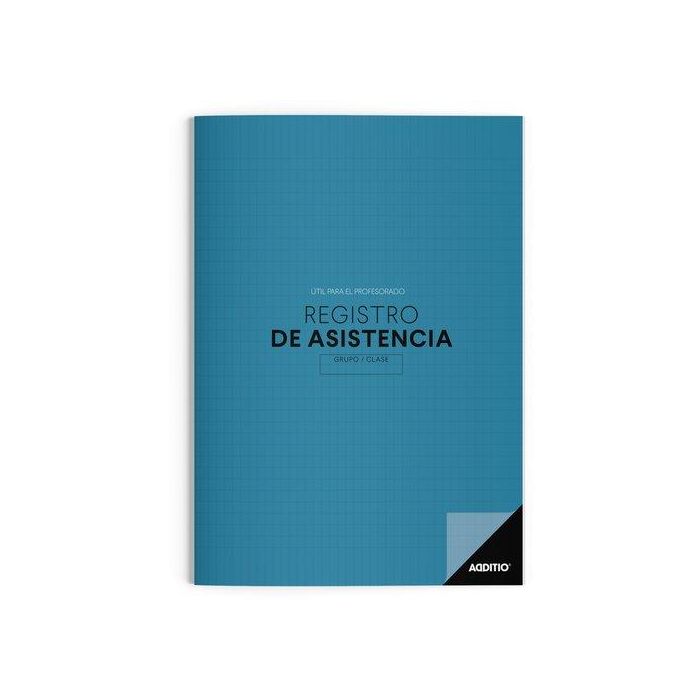 Additio Registro De Asistencia Para El Alumnado, 16 Páginas, PVC Azul, Control Diario y Mensual