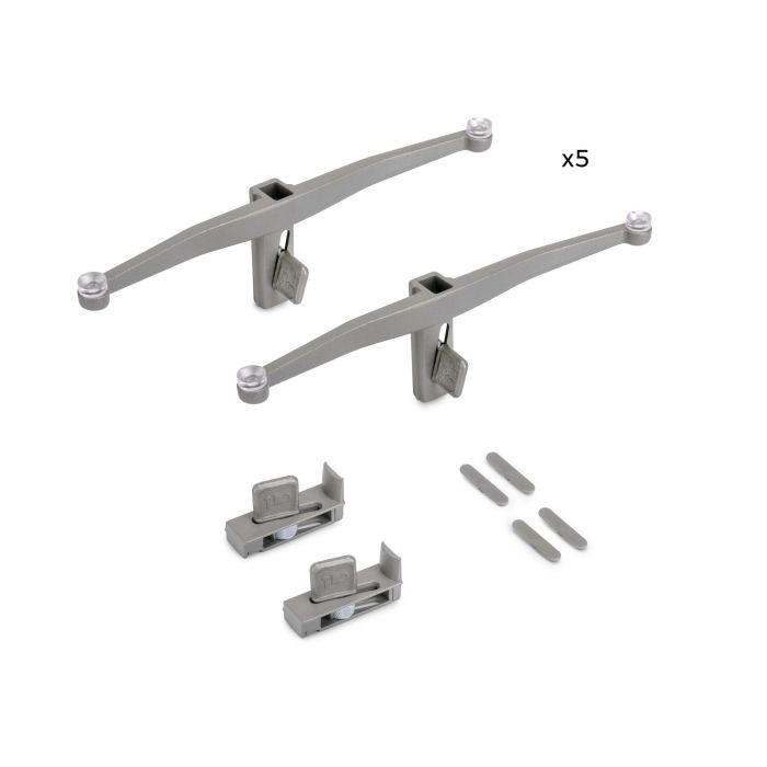 Emuca Lote de soportes para 5 estantes de cristal para la estructura Zero, cristales no incluidos, Zamak, Pintado color gris piedra 2